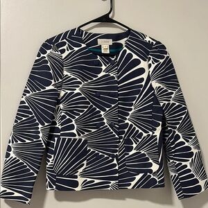 J Crew 95% Cotton Double Breasted Fanfare Blue Blazer Jacket Size 4